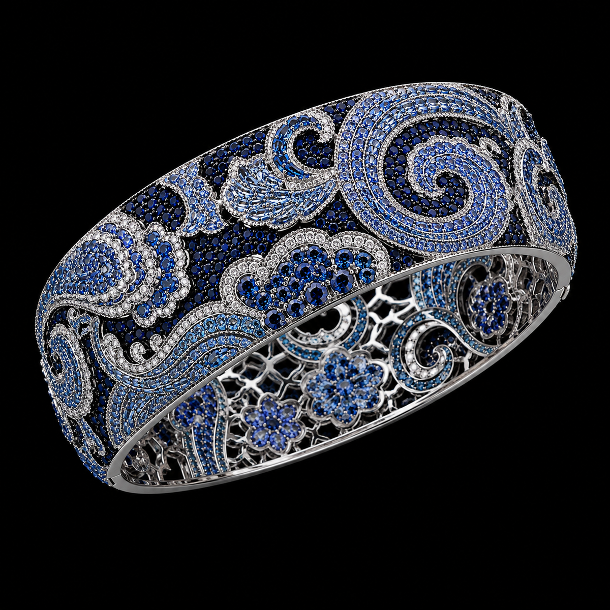Ornate Sapphire Filigree Bangle